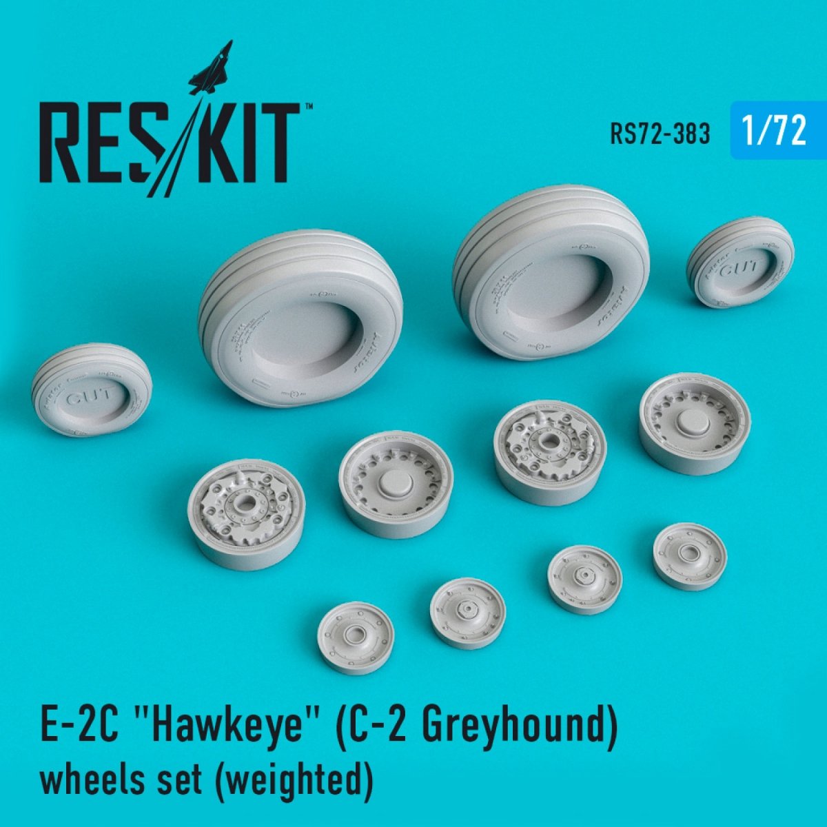 RESKIT RS72-0383 E-2C "HAWKEYE" (C-2 GREYHOUND) WHEELS SET (WEIGHTED) 1/72
