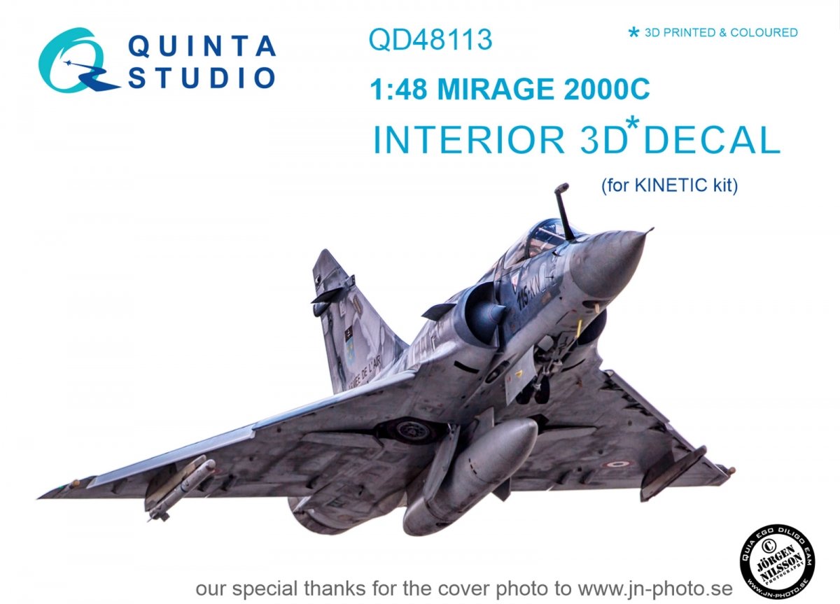 Quinta Studio QD48113 Mirage 2000C 3D-Printed &amp;amp; colored Interior on decal paper (for Kinetic kit) 1/48