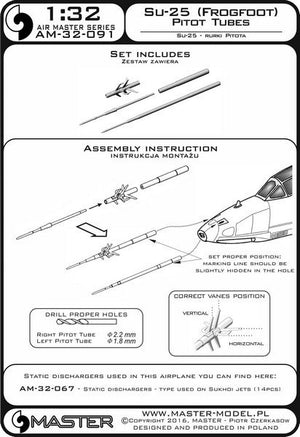 Master AM-32-091 Su-25 (Frogfoot) - Pilot Tubes 1/32 – obrázek 4
