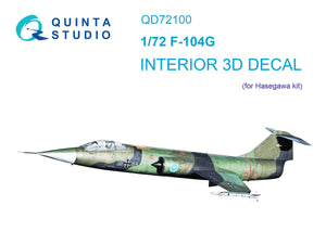Quinta Studio QD72100 F-104G 3D-Printed &amp;amp; colored Interior on decal paper (Hasegawa) 1/72