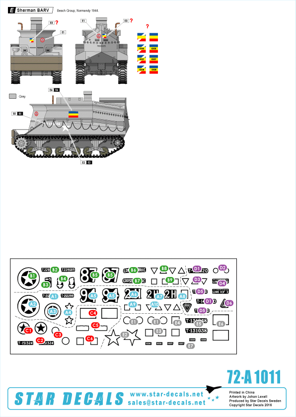 Star Decals 72-A1011 British Special Shermans BARV, Crab, Crocodile 1/72 – image 2