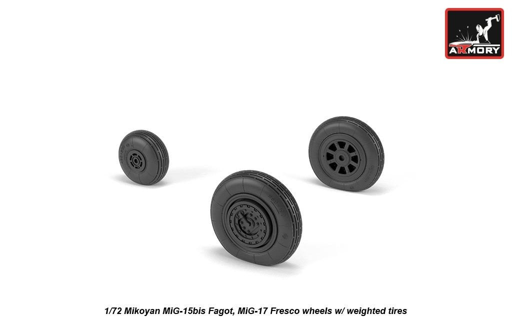 Armory Models AW72054 Mikoyan MiG-15bis Fagot (late) / MiG-17 Fresco wheels w/ weighted tires 1/72 – Bild 3