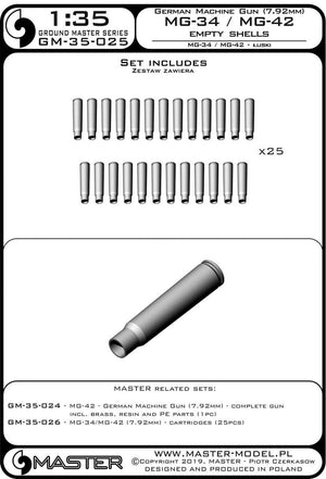 Master GM-35-025 MG-34/MG-42 (7.92mm) - shells (25 pieces) 1/35 – obrázek 3