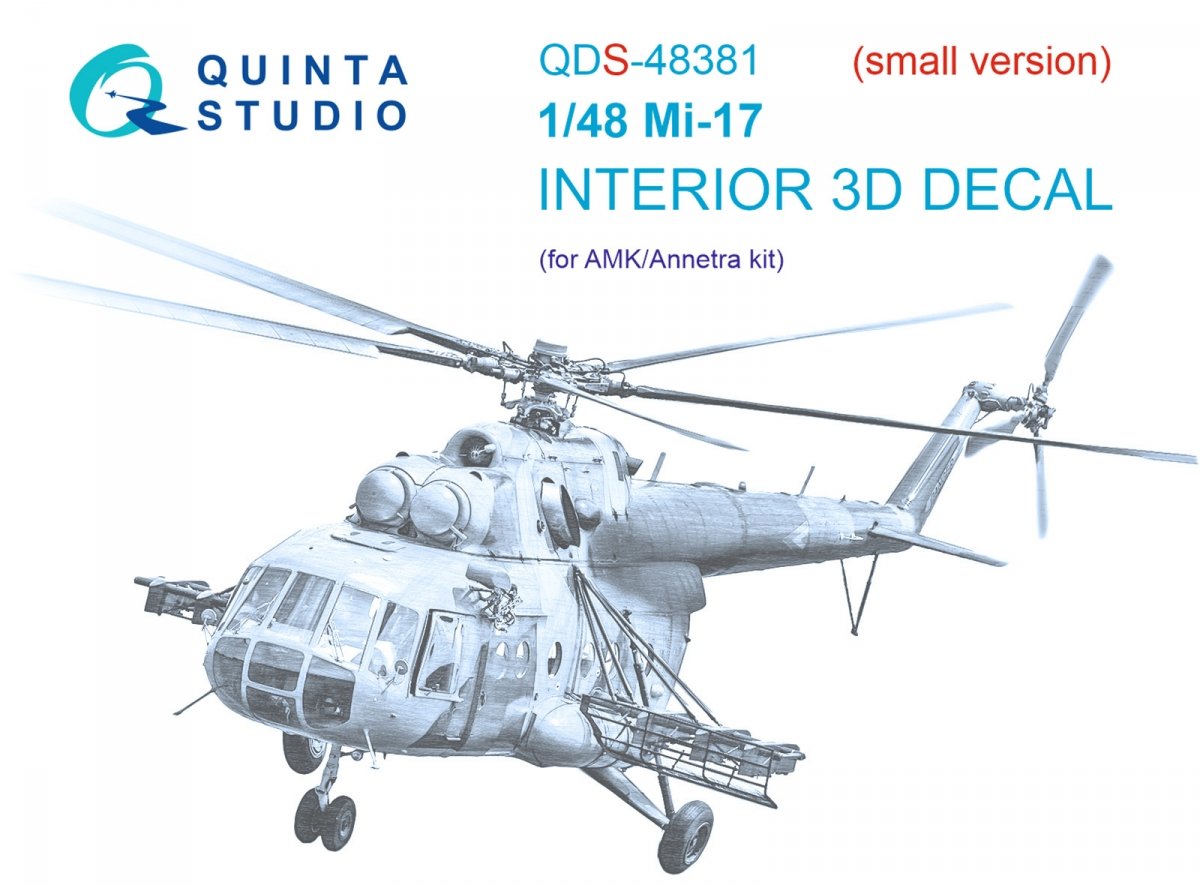 Quinta Studio QDS-48381 Mi-17 3D-Printed &amp;amp; colored Interior on decal paper (AMK) (Small version) 1/48
