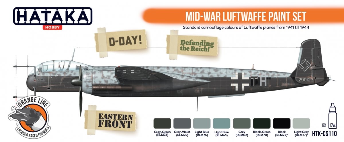 Hataka Hobby HTK-CS110 Mid-War Luftwaffe Paint Set (8x17ml)
