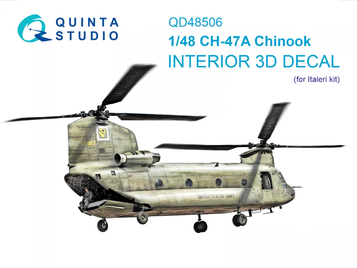 Quinta Studio QD48506 CH-47A 3D-Printed colored Interior on decal paper (Italeri) 1/48
