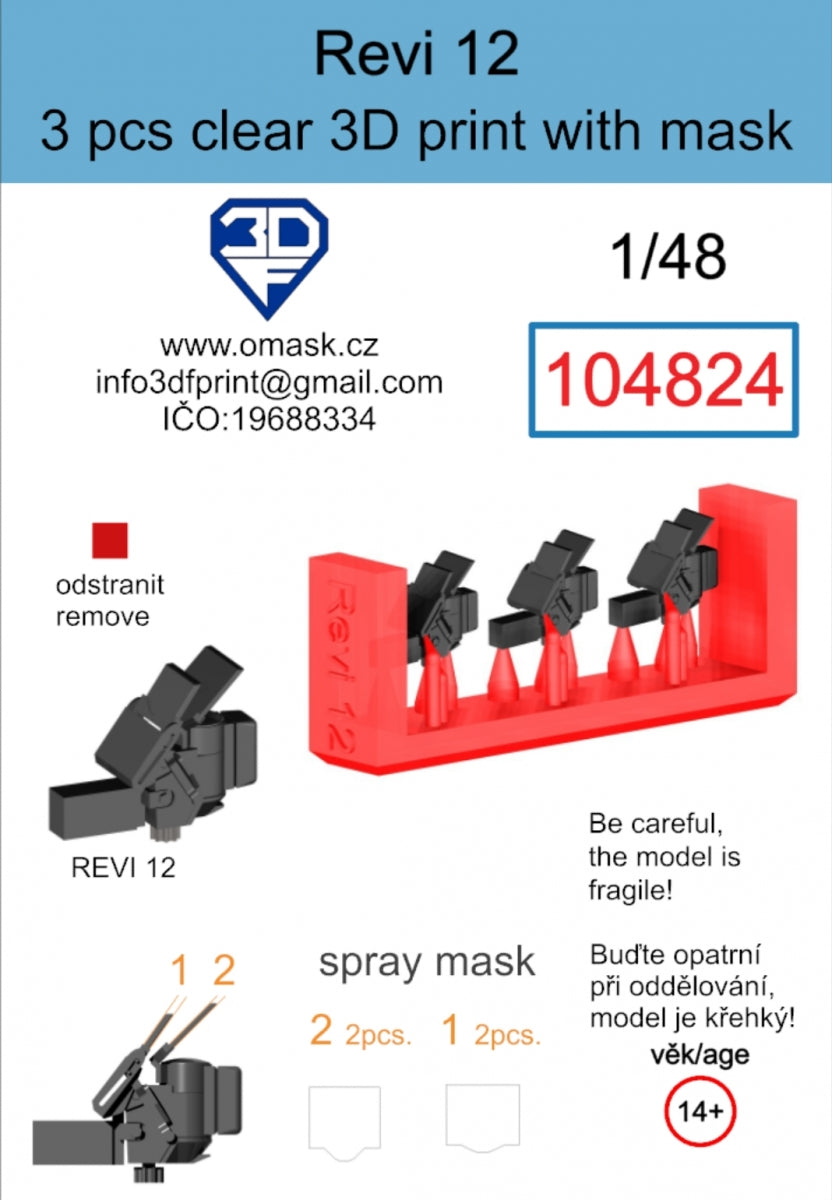 Omask 104824 Revi 12 Clear 3D Print (3 pcs) 1/48 – image 2