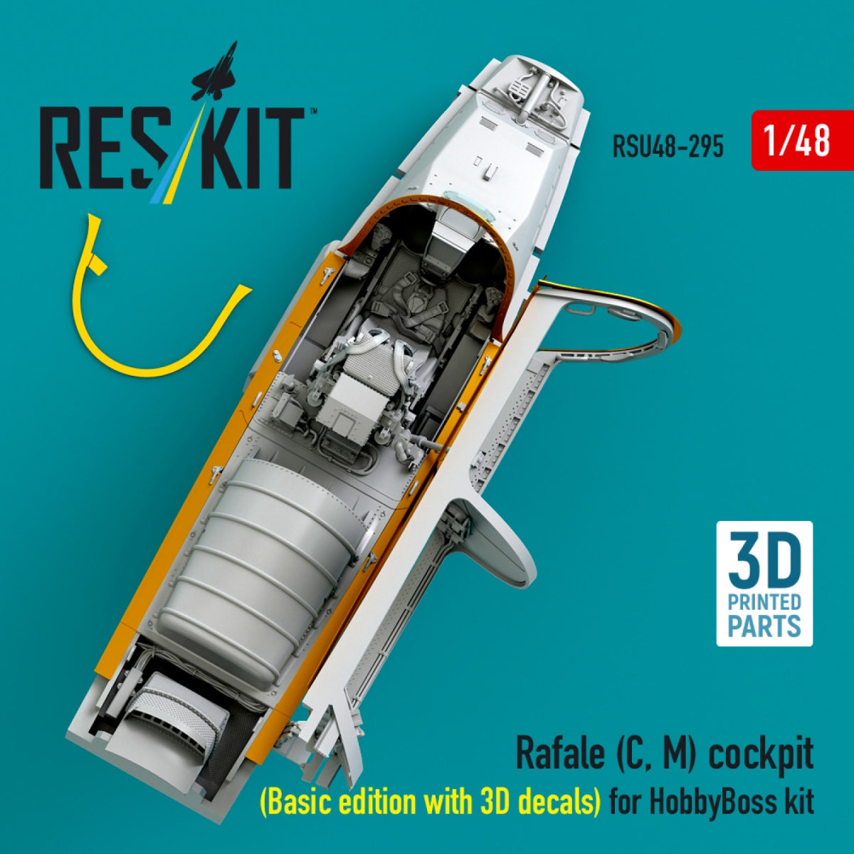 RESKIT RSU48-0295 Rafale (C, M) cockpit (Basic edition with 3D decals) for HobbyBoss kit (3D printed) 1/48 – imagen 2