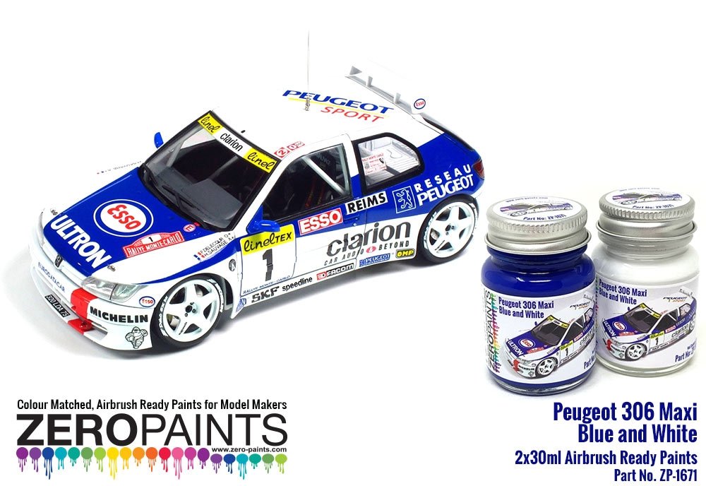 Zero Paints 1671 Peugeot 306 Maxi 1996 Rally Monte Carlo Blue/White Paint Set 2x30ml – image 2