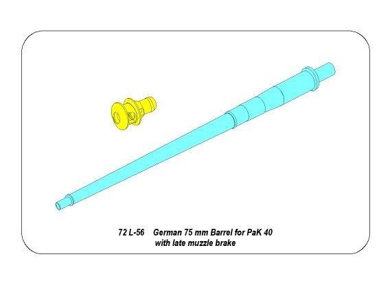 Aber 72L-56 German 75mm gun barrel for PaK40 with late muzzle brake 1/72 – image 7