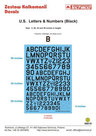 Techmod 48819 US Letters &amp; Numbers black (1/48)
