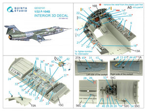 Quinta Studio QD32141 F-104G 3D-Printed &amp;amp; colored Interior on decal paper (Italeri) 1/32 – immagine 2