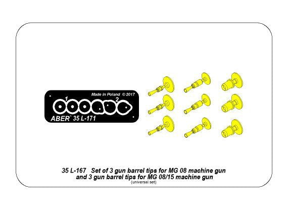 Aber 35L-171 Set of gun barrel tips for MG 08 x3 pcs. And barrel tips for MG 08/15 x 3 pcs. 1/35 – image 9
