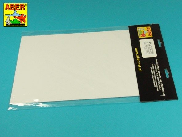 Aber PS-3 White polystyrene plates 195 x 315 x 0.75 mm x 3 pcs.