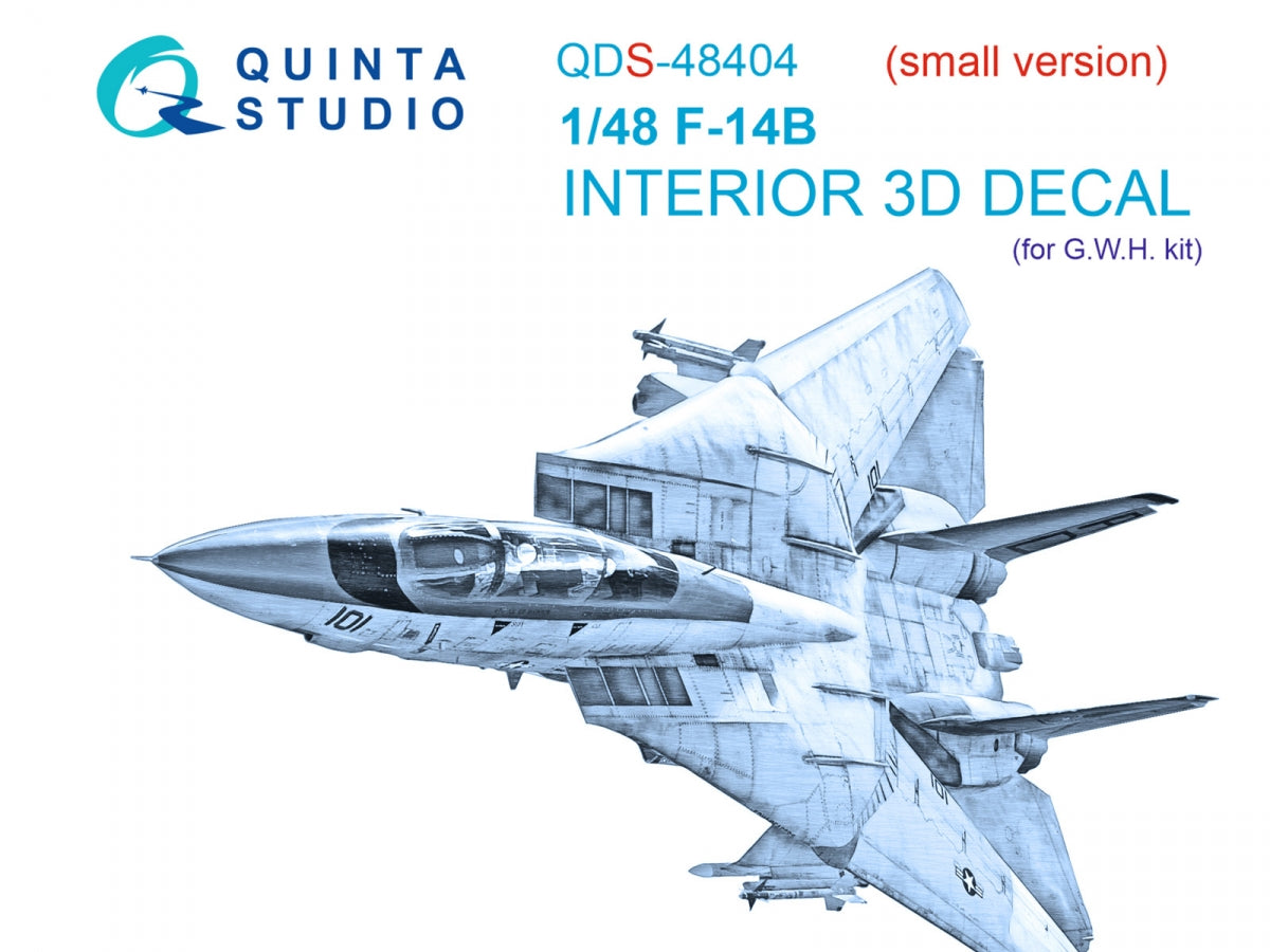 Quinta Studio QDS-48404 F-14B 3D-Printed &amp;amp; colored Interior on decal paper (GWH) (small version) 1/48