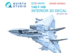 Quinta Studio QDS-48404 F-14B 3D-Printed &amp;amp; colored Interior on decal paper (GWH) (small version) 1/48