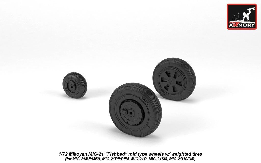 Armory Models AW72049 Mikoyan MiG-21 Fishbed wheels w/ weighted tires, mid 1/72 – image 3