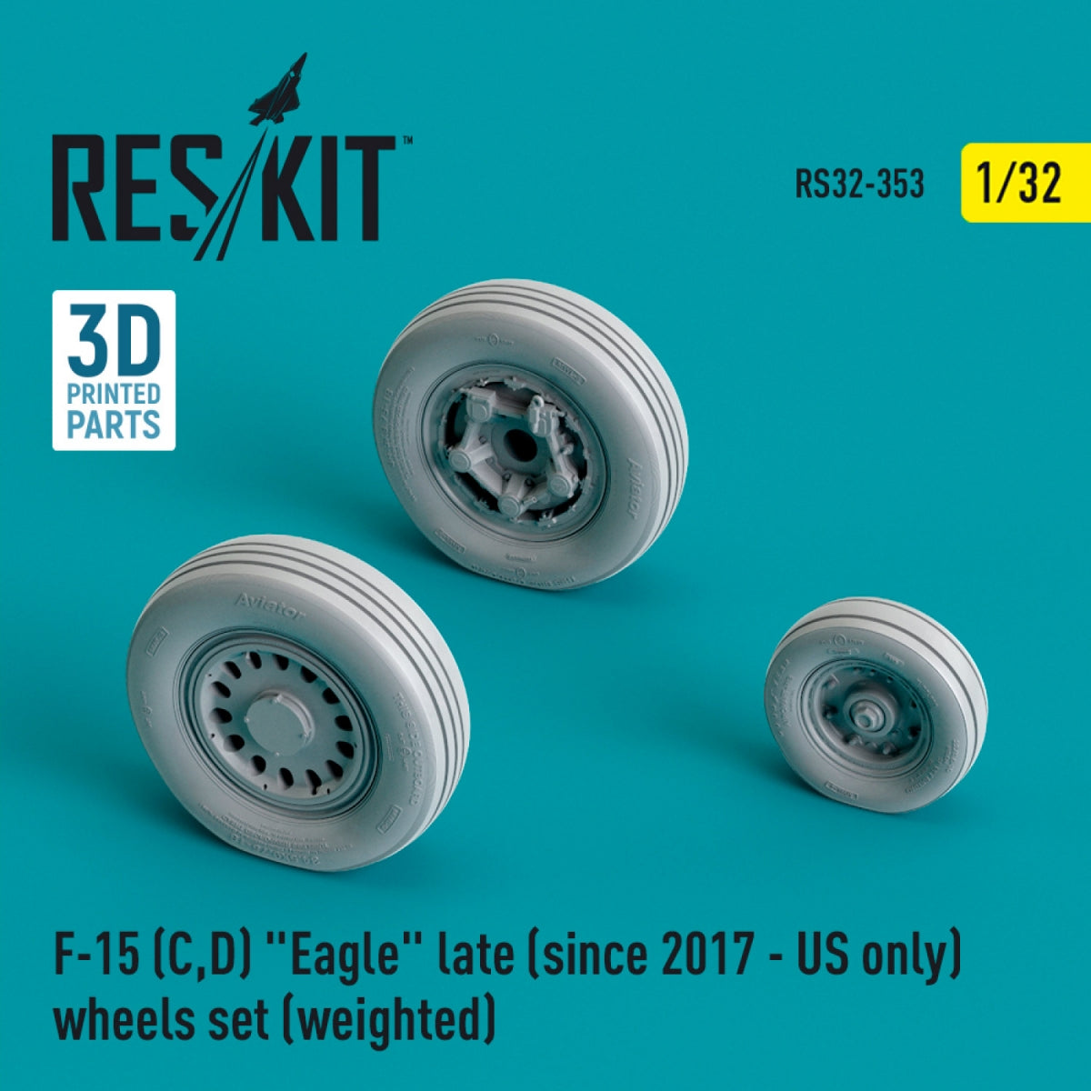 RESKIT RS32-0353 F-15 (C,D) EAGLE LATE (SINCE 2017 - US ONLY) WHEELS SET (WEIGHTED) (RESIN &amp;amp; 3D PRINTED) 1/32