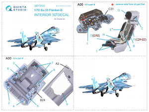 Quinta Studio QD72033 Su-33 3D-Printed &amp;amp; colored Interior on decal paper (Zvezda) 1/72 – image 5