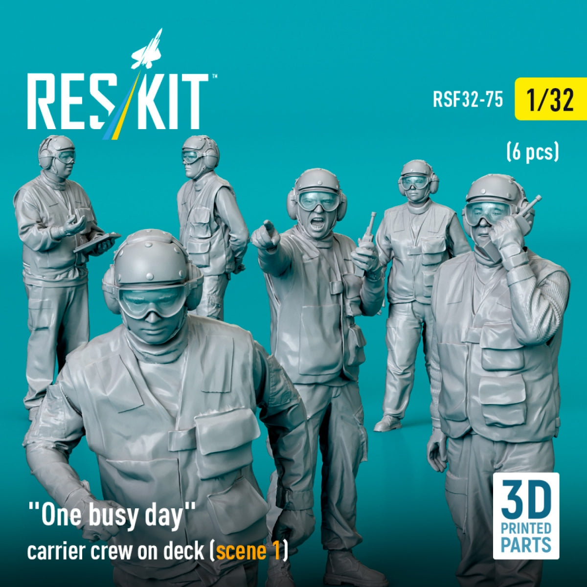 RESKIT RSF32-0076 &amp;quot;One busy day&amp;quot; carrier crew on deck (scene 1) (6 pcs) (3D Printed) 1/32 – Bild 2