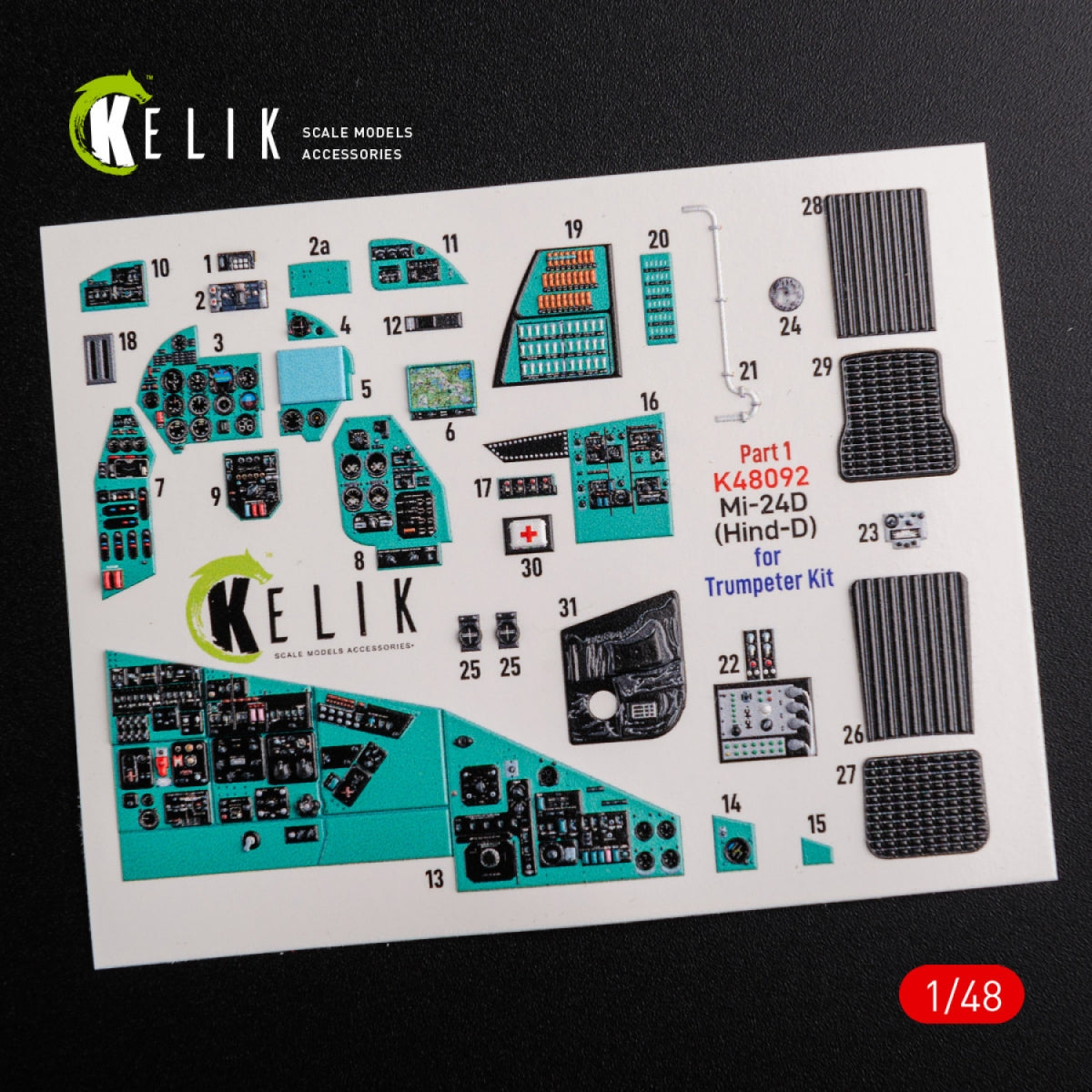 KELIK K48092 Mi-24D (Hind-D) interior 3D decals for Trumpeter kit 1/48 – Bild 3