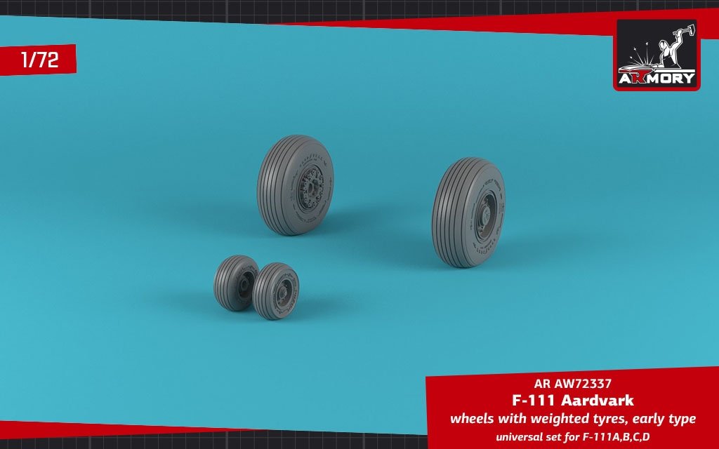 Armory Models AW72337 F-111A/B/C/D Aardvark wheels w/ weighted tires 1/72 – image 4