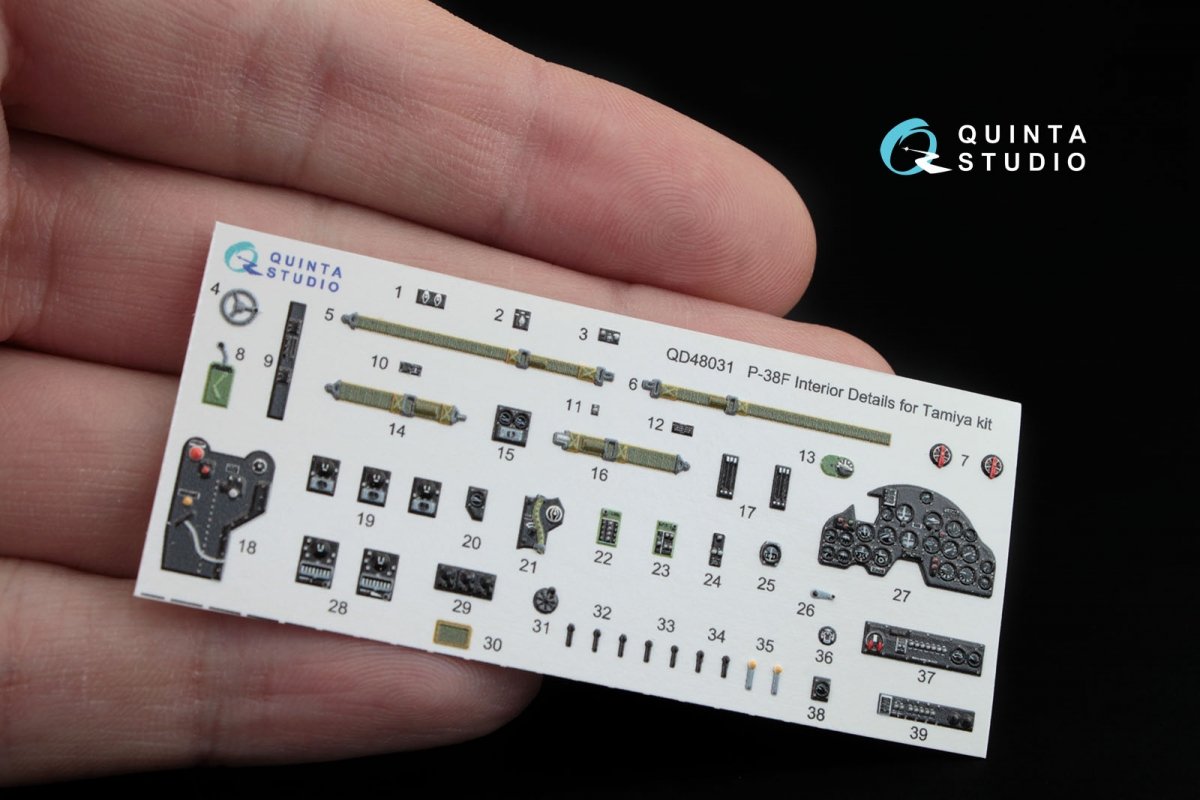 Quinta Studio QD48031 P-38F 3D-Printed &amp;amp; colored Interior on decal paper (for Tamiya kit) 1/48 – Bild 2
