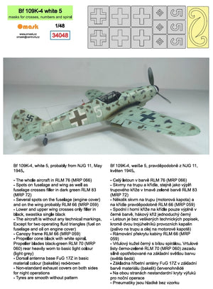Omask 34048 Bf 109K-4 white 5 (masks for crosses, numbers and spiral) 1/48 – obrázek 2