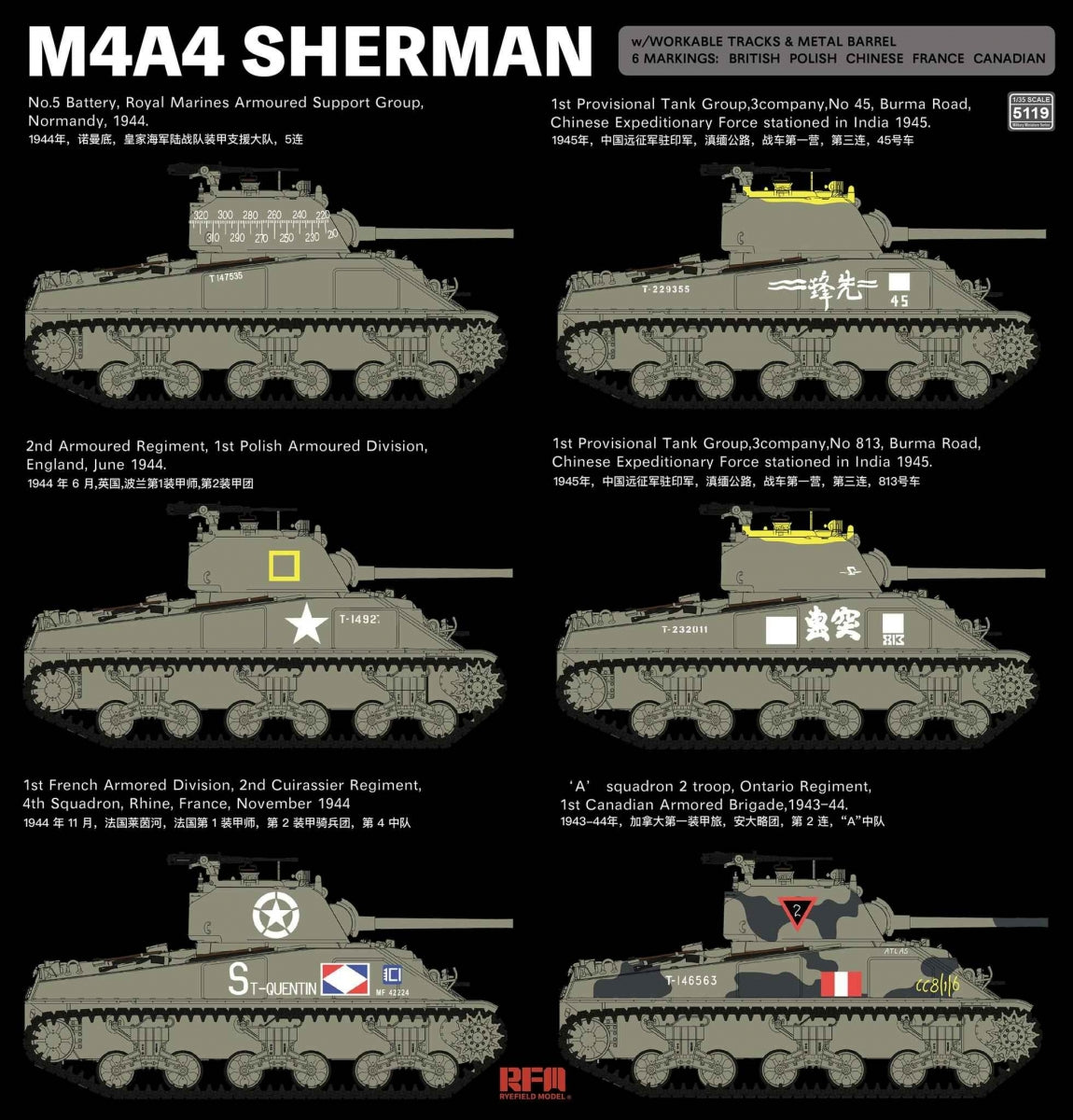 Rye Field Model 5119 M4A4 Sherman 1/35 – zdjęcie 3