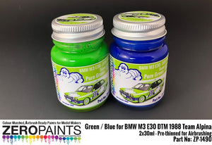 Zero Paints ZP-1490 BMW M3 E30 - DTM 1988 Team Alpina - Green / Blue Paint Set 2x30ml – imagen 2
