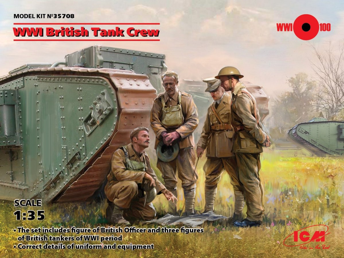 ICM 35708 Équipage de char britannique de la Première Guerre mondiale - 4 figurines 1/35 