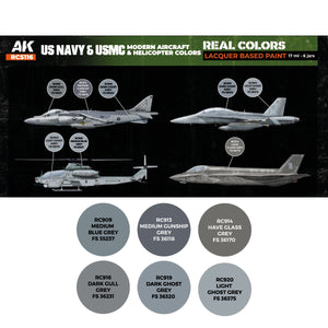 AK Interactive RCS116 US Navy and USMC Modern Aircraft and Helicopter Colors 6x17ml – obrázek 2