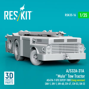 RESKIT RSK35-0016 A/S32A-31A "Mule" Tow Tractor AS47A-1 GTE (GTCP-100) (long version) (AH-1, UH-1, UH-60, CH-47, CH-53, SH-3) (3D Printed model kit) 1/35