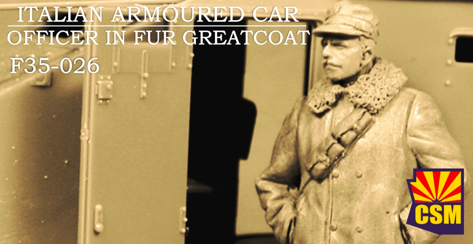 Copper State Models F35-026 Italian Armored Car Officer in Fur Greatcoat 1/35