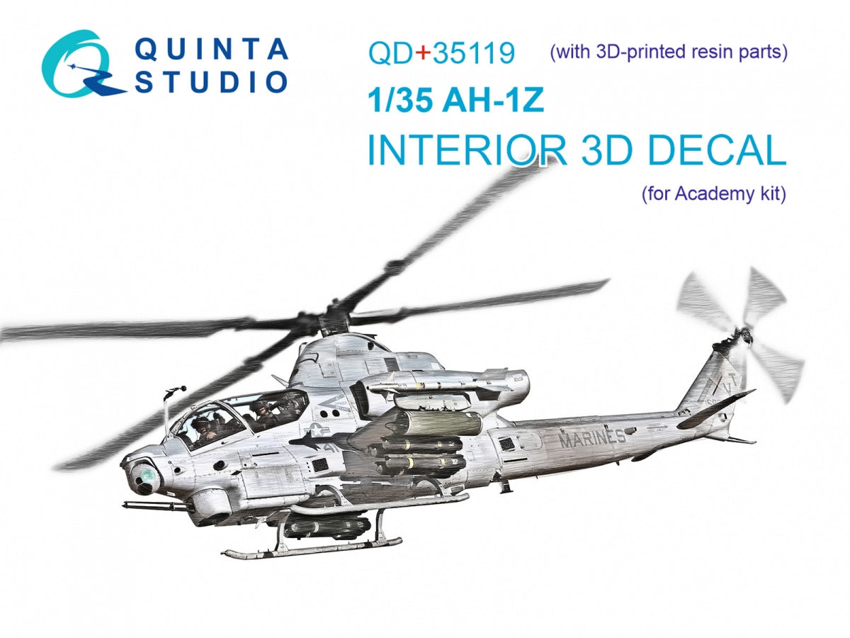 Quinta Studio QD+35119 AH-1Z 3D-Printed colored Interior on decal paper (Academy) (with 3D-printed resin parts) 1/35