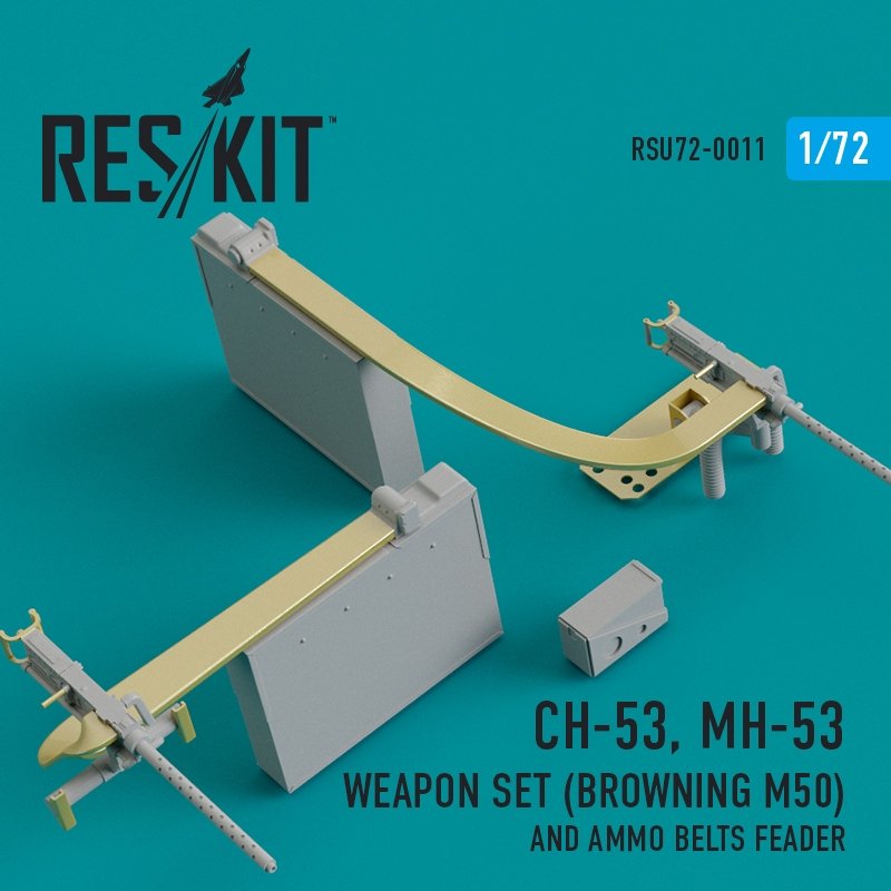RESKIT RSU72-0011 CH-53, MH-53 Weapon Set (Browning M50) and Ammo belts feeder for Revell, Italeri, Fujimi 1/72