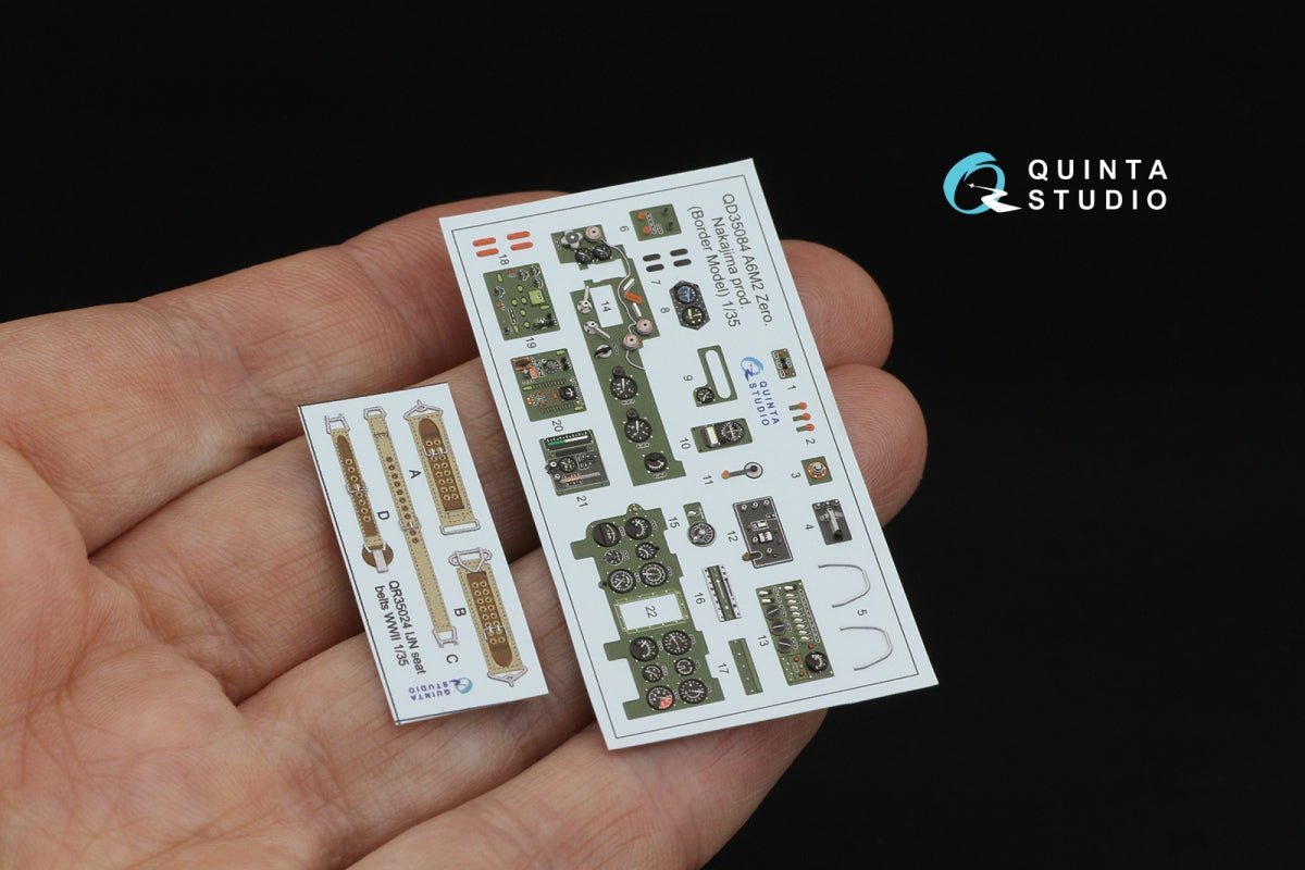 Quinta Studio QD35084 A6M2 Zero (Nakajima Prod.) 3D-Printed &amp;amp; colored Interior on decal paper (Border Model) 1/35 – obrázek 2