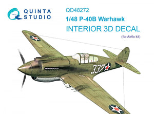Quinta Studio QD48272 P-40B 3D-Printed &amp;amp; colored Interior on decal paper (Airfix) 1/48