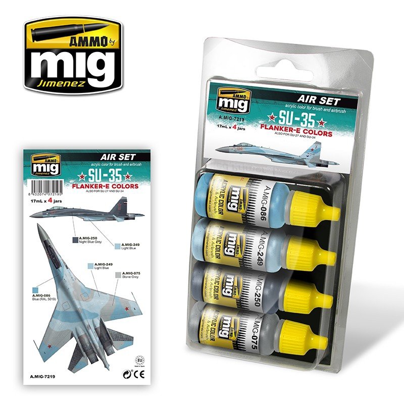 Ammo of Mig Jiminez 7219 SU-35 FLANKER-E COLORS 4x17ml