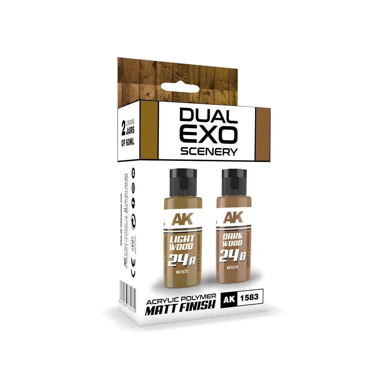 AK Interactive AK1583 DOUBLE ENSEMBLE DE DÉCORS EXO 24 – 24A BOIS CLAIR &amp; 24B BOIS FONCÉ