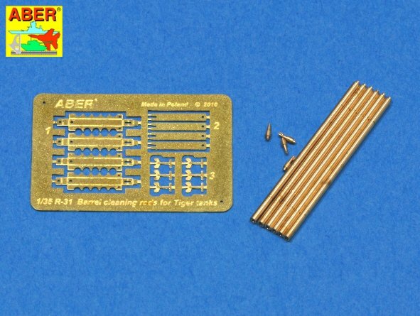 Aber R-31 Barrel cleaning rods with brackets for Tiger I &amp;amp; King Tiger (1/35)