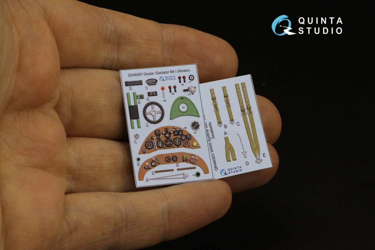 Quinta Studio QD48297 Gloster Gladiator MKI 3D-Printed &amp;amp; colored Interior on decal paper (Roden) 1/48 – image 5