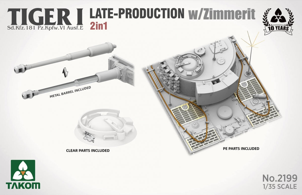 Takom 2199 Tiger I Late Production w/zimmerit Sd.Kfz. 181 Pz.Kpfw. VI Ausf. E (Late/Late Command) 1/35 – image 7