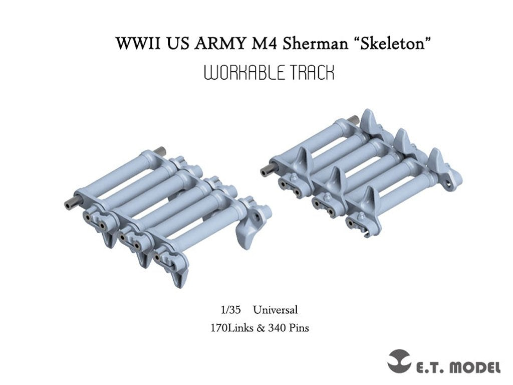 ET Model P35-091 WWII US ARMY M4 Sherman&amp;quot;Skeleton&amp;quot; Workable Track (3D Printed) 1/35
