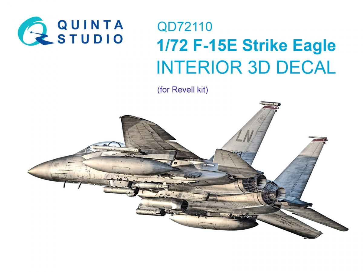 Quinta Studio QD72110 F-15E 3D-Printed &amp; colored Interior on decal paper (Revell) 1/72