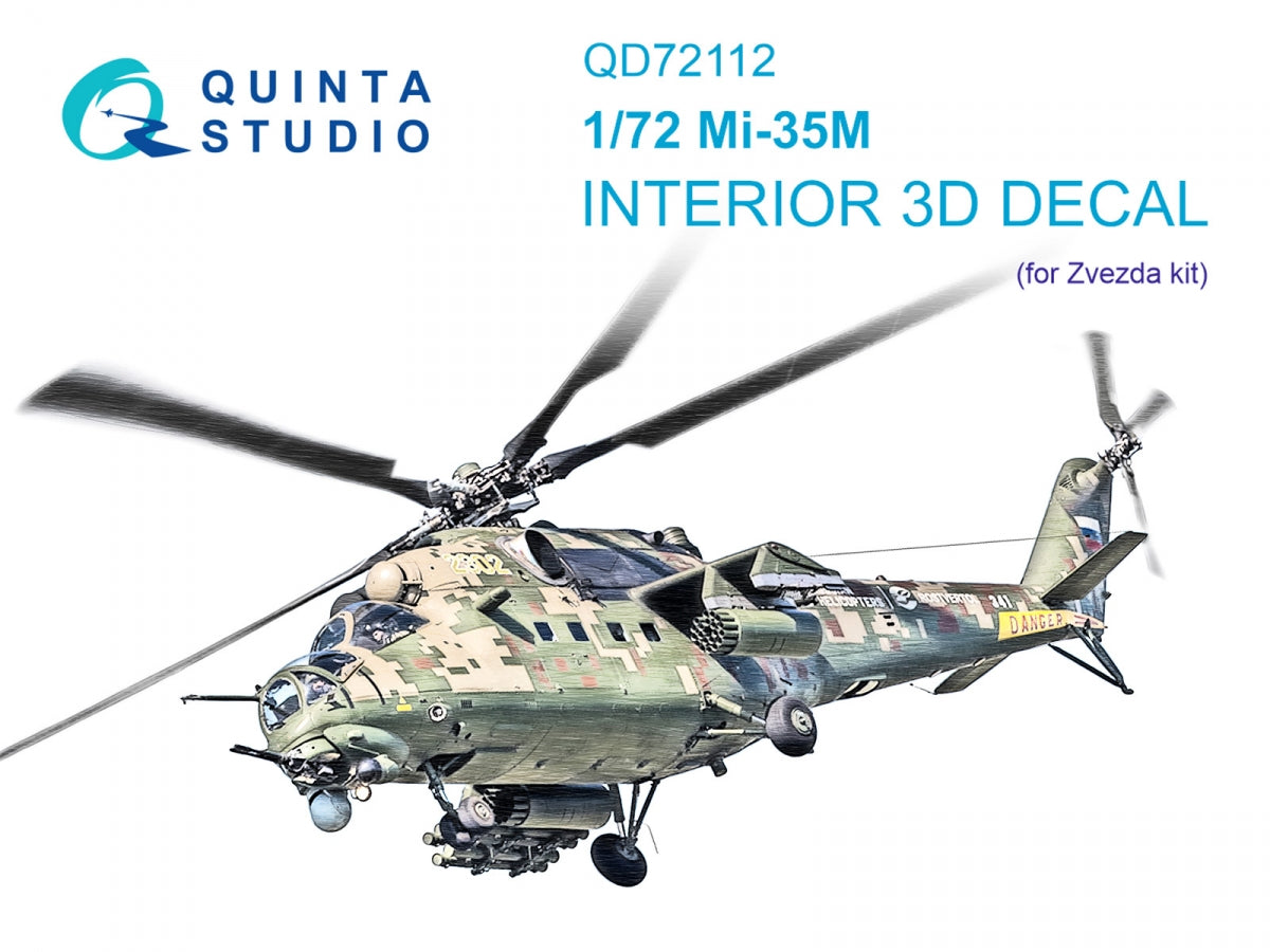 Quinta Studio QD72112 Mi-35M 3D-Printed colored Interior on decal paper (Zvezda) 1/72