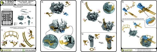 Master SM-350-091 USN 40 mm/56 Bofors twin mount ver.1 / with Mk-51 director - (resin, PE and turned parts) - (6pcs) 1/350 – obrázek 10