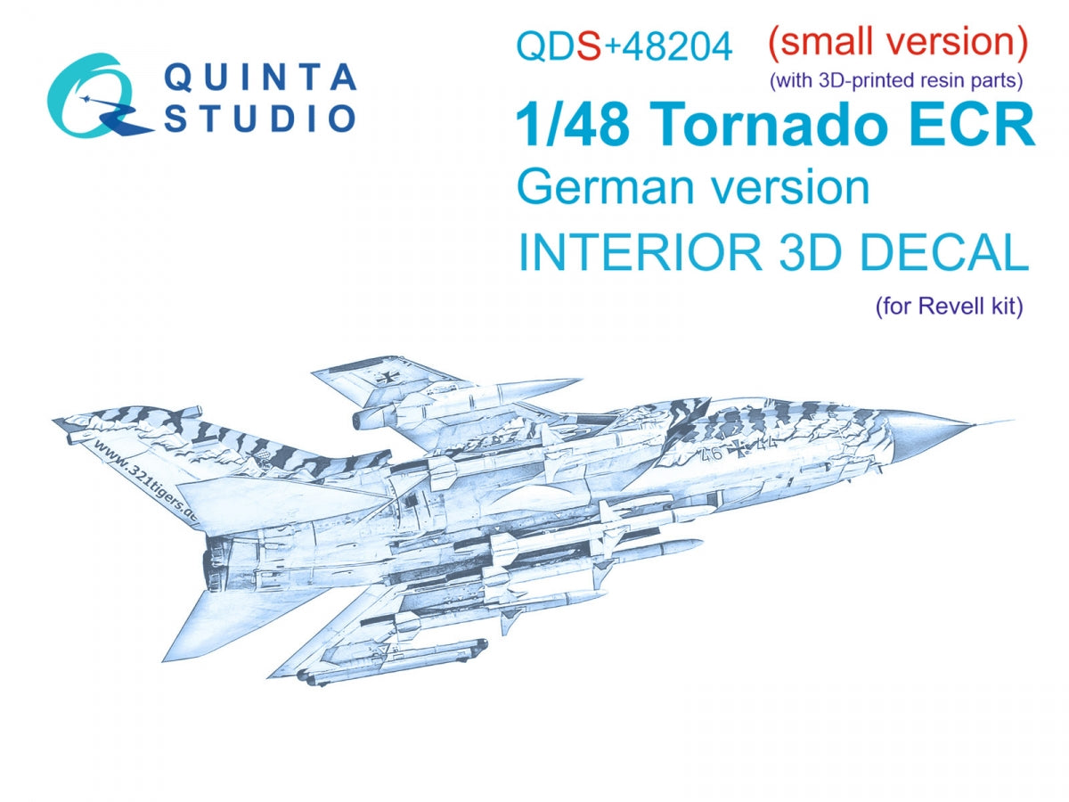 Quinta Studio QDS+48204 Tornado ECR German 3D-Printed &amp; colored Interior on decal paper (Revell) (small version) (with 3D-printed resin parts) 1/48