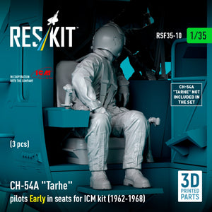 RESKIT RSF35-0010 CH-54A « Tarhe » Pilotes en position initiale dans leurs sièges pour kit ICM (1962-1968) (3 pièces) (Impression 3D) 1/35 – image 4