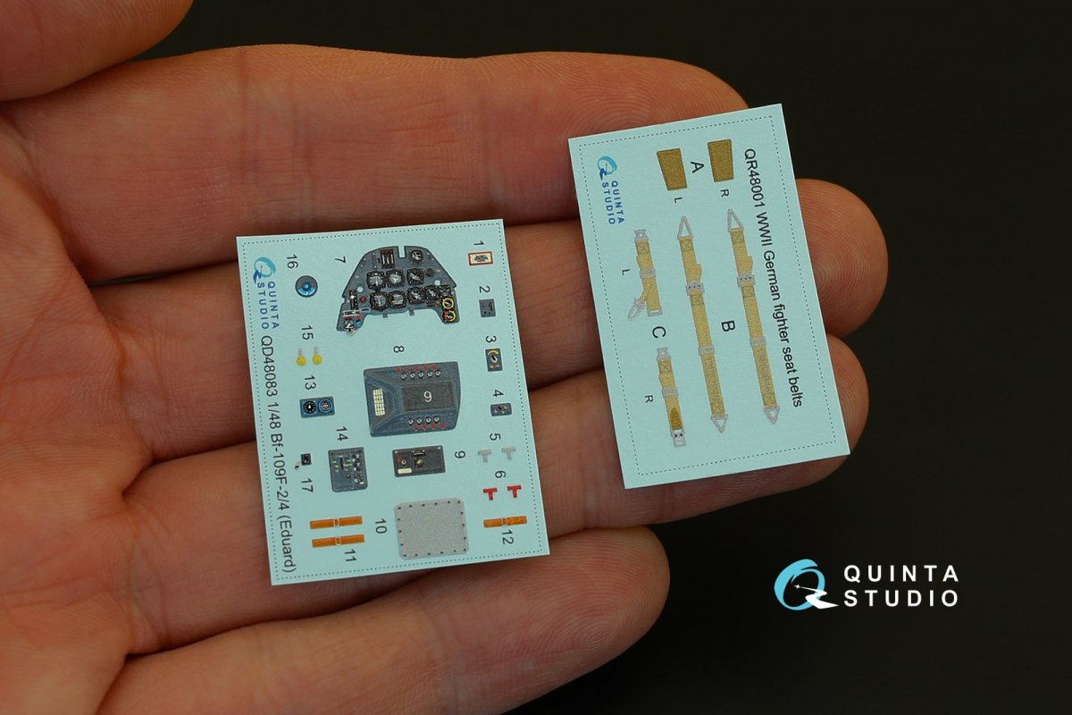 Quinta Studio QD48083 Bf 109F-2/F-4 3D-Printed &amp;amp; colored Interior on decal paper (for Eduard kit) 1/48 – obrázek 2